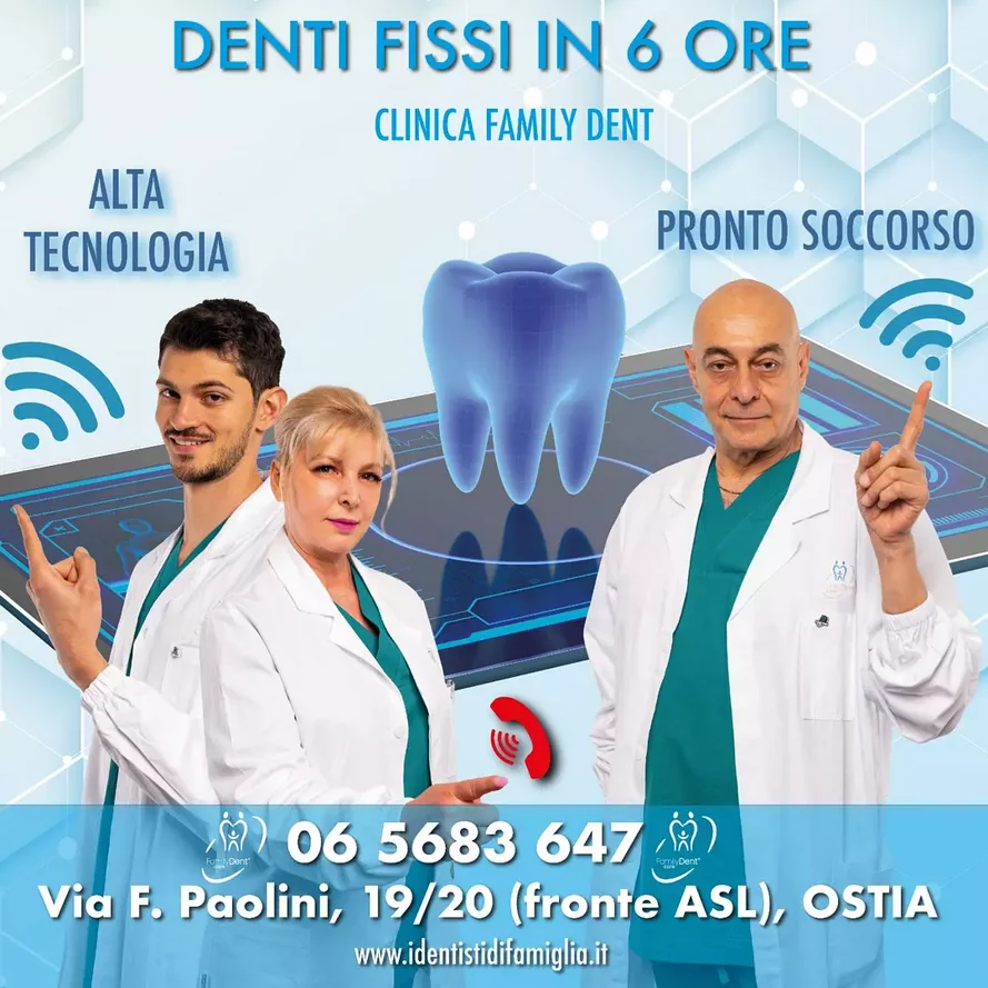 Spot per denti fissi in 6 ore presso la clinica Family Dent di Ostia (Roma)
